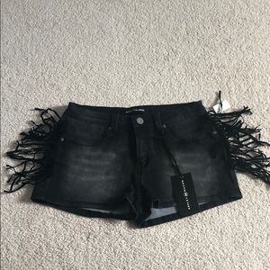 Size 27 black fringe shorts